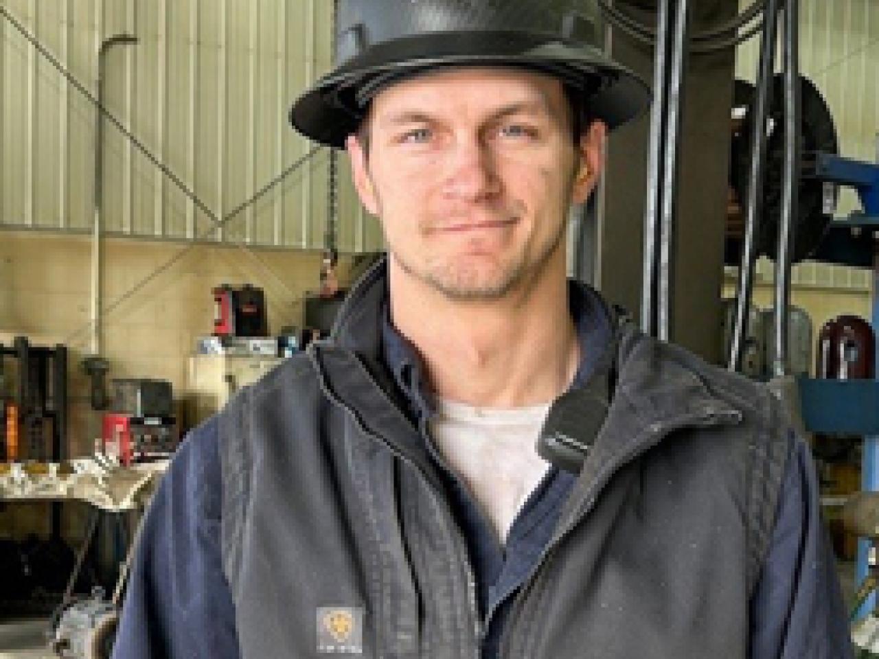 Joe in a hard hat